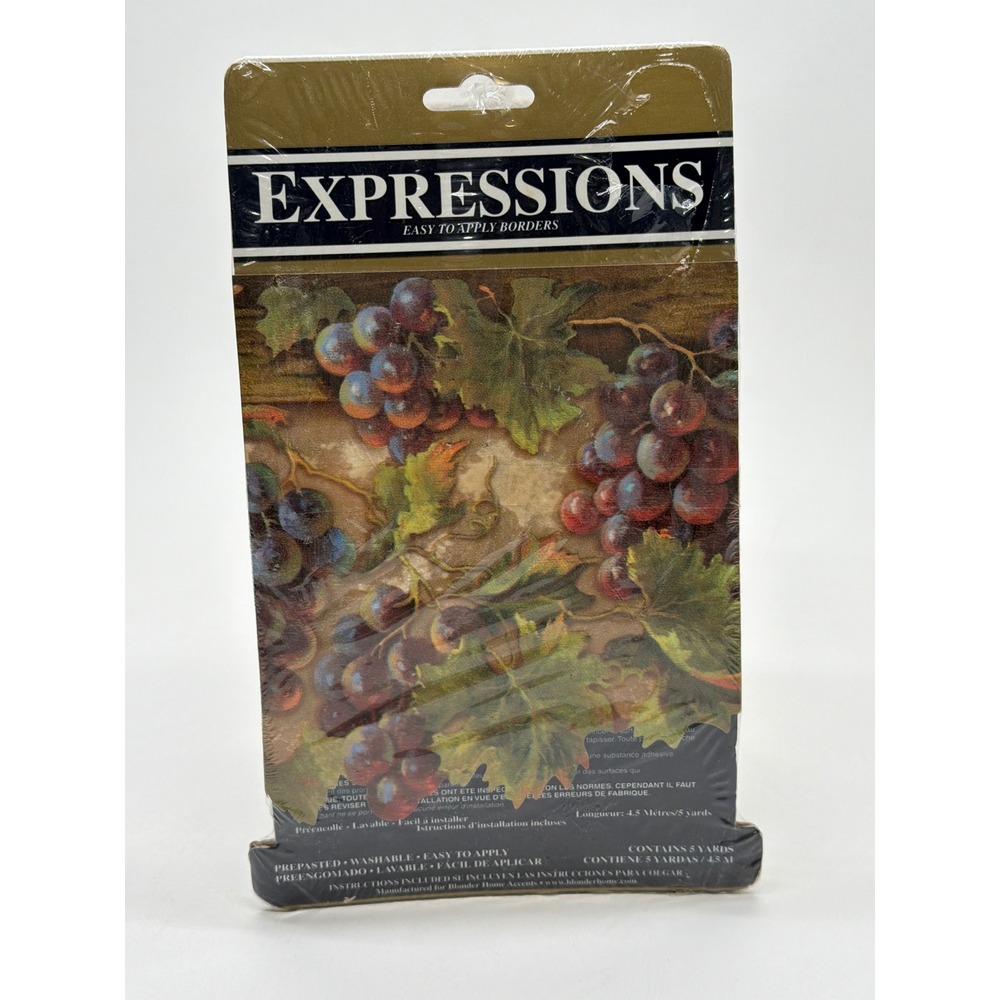 Expressions Vineyard Grape Wall Border Prepasted Washable 5 Yards SB10287BR New